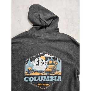 Columbia Hoodie Mens Sz M NEW Graphic Gray Bear Camping‎ Pull Over Sweatshirt